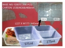 MS-1200TS BASE+LIDS (300 PCS)x2 COMPARTMENT PLASTIC CONTAINER MICROWAVEABLE PLASTIC CONTAINNER