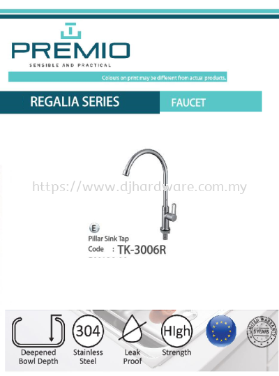 PREMIO SENSIBLE AND PRACTICAL REGALIA SERIES FAUCET PILLAR SINK TAP TK3006R (WS)