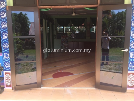 Double leaf swing door ( MB + tinter glass dark) @SMK Sungai Besi, sungai besi, Kuala Lumpur 