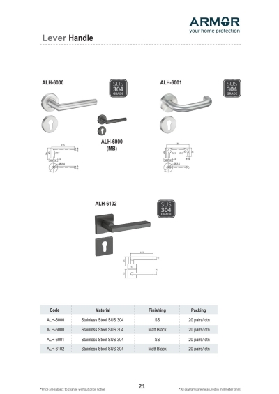 ARMOR Lever Mortise Handle