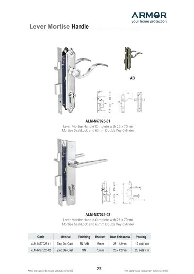 ARMOR Mortise Lever Handle Lock