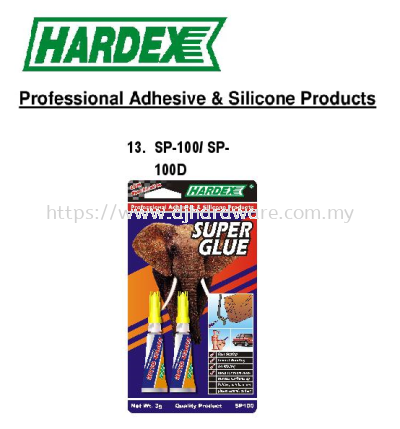 HARDEX PROFESSIONAL ADHESIVE & SILICONE PRODUCTS SUPER GLUE SP100 (WS)