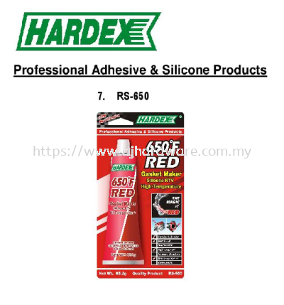 HARDEX PROFESSIONAL ADHESIVE & SILICONE PRODUCTS 650F RED GASKET MAKER RS650 (WS)