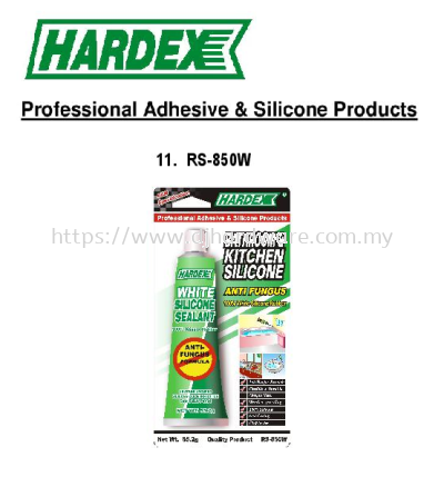 HARDEX PROFESSIONAL ADHESIVE & SILICONE PRODUCTS BATHROOM KITCHEN SILICONE ANTI FUNGUS RS850W (WS)