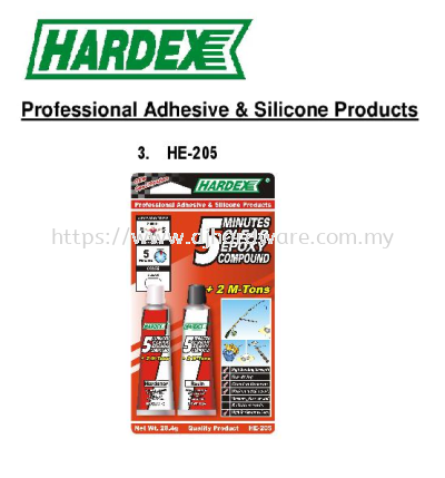 HARDEX PROFESSIONAL ADHESIVE & SILICONE PRODUCTS 5 MINUTES CLEAR EPOXY COMPOUND HE205 (WS)