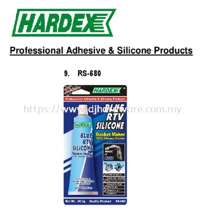 HARDEX PROFESSIONAL ADHESIVE & SILICONE PRODUCTS BLUE RTV SILICONE GASKET MAKER RS680 (WS)