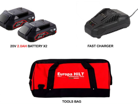 Europa Hilt E20SK-221 20V 2.0AH Starter Kit With Battery Charger ID32715