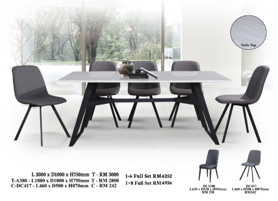 Long Marble Dining Set T-A380