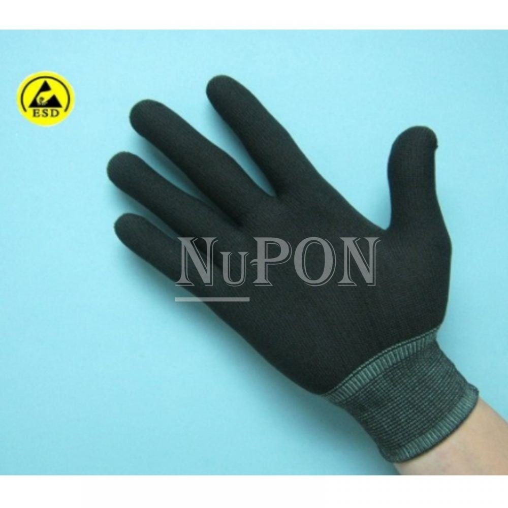 ESD Black Knitted Without PU Coated Gloves