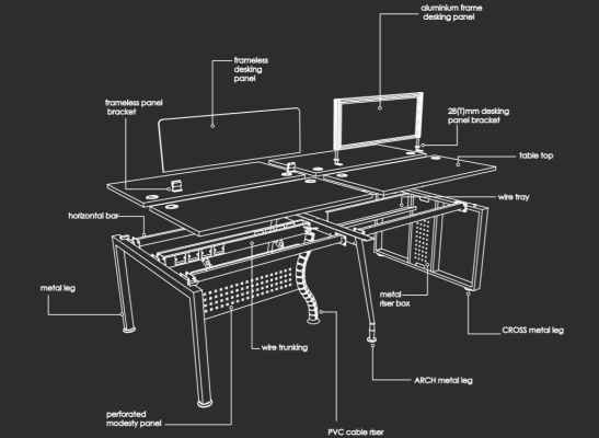 Assembly layout for office workstation