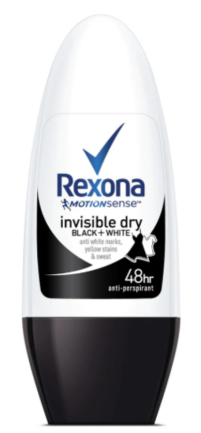 Rexona Women Deodorant Invisible Dry Black+White Roll-On 50ml