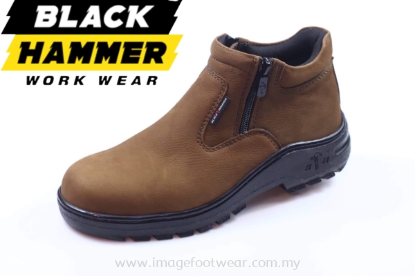 BLACK HAMMER Low Cut Zip On Men Safety Shoes BH2882 -BROWN Colour