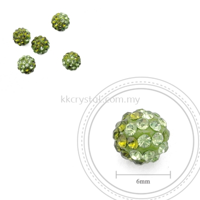 Bling Ball, 6mm, B024 Olivine + Peridot, 5pcs:pack