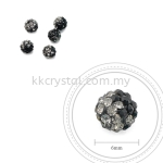 Bling Ball, 6mm, B039 Black + Black Diamond, 5pcs:pack