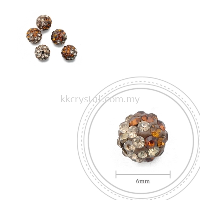 Bling Ball, 6mm, B029 Dark Brown + Light Brown, 5pcs:pack