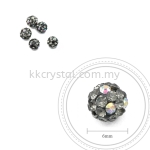 Bling Ball, 6mm, C039 Black + Black Diamond + Rainbow DOT, 5pcs:pack