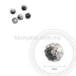 Bling Ball, 6mm, B032 Black + Black Diamond + Rainbow White, 5pcs:pack