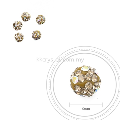 Bling Ball, 6mm, C029 Light Brown + Rainbow DOT, 5pcs:pack