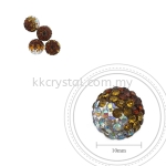 Bling Ball, 10mm, B031, Dark Brown + Topaz + Rainbow White, 4pcs:pack