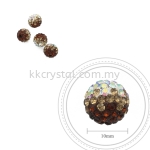 Bling Ball, 10mm, B029, Dark Brown + Light Brown + Rainbow White, 4pcs:pack