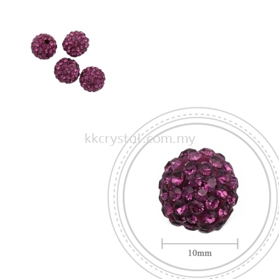 Bling Ball, 10mm, A006, Fuchsia, 4pcs:pack