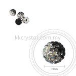 Bling Ball, 10mm, B032, Black + Black Diamond + Rainbow White, 4pcs:pack