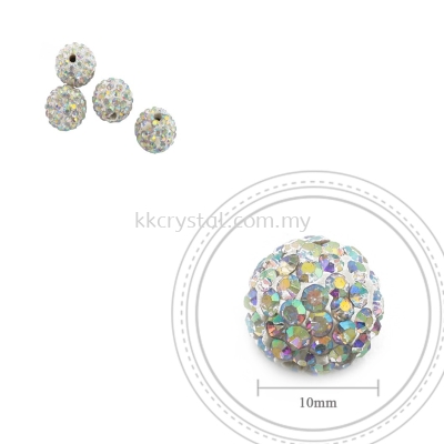 Bling Ball, 10mm, A101, Rainbow White, 4pcs:pack