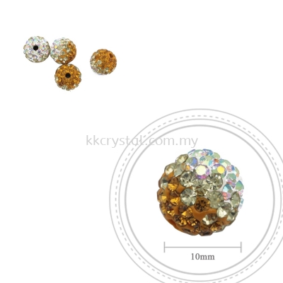 Bling Ball, 10mm, B030, Topaz + Jonquil + Rainbow White, 4pcs:pack