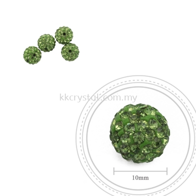 Bling Ball, 10mm, A024, Peridot, 4pcs:pack