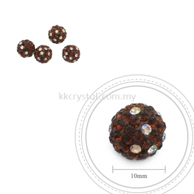 Bling Ball, 10mm, C031, Dark Brown + Rainbow DOT, 4pcs:pack