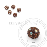 Bling Ball, 8mm, C031, Dark Brown + Rainbow DOT, 5pcs:pack