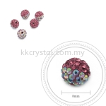 Bling Ball, 8mm, B005, Rose + Rainbow White, 5pcs:pack