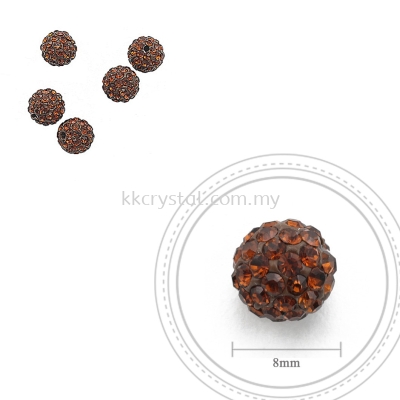 Bling Ball, 8mm, A031, Dark Brown, 5pcs:pack