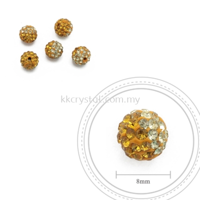 Bling Ball, 8mm, B030, Topaz + Jonquil, 5pcs:pack