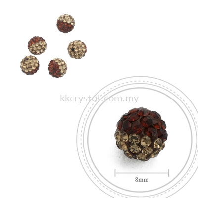 Bling Ball, 8mm, B029, Dark Brown + Light Brown, 5pcs:pack