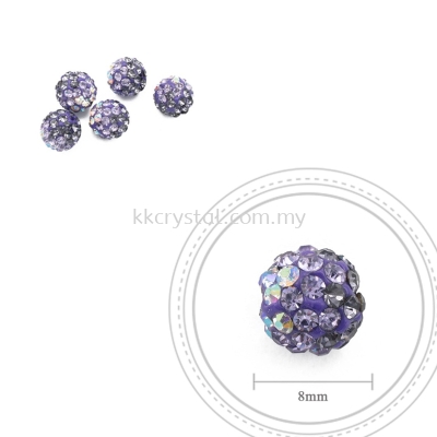 Bling Ball, 8mm, B013, Tanzanite + Light Tanzanite +Rainbow White, 5pcs:pack