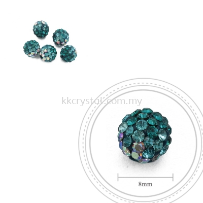 Bling Ball, 8mm, B019, Blue Zircon + Aquamarine + Rainbow White, 5pcs:pack