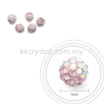 Bling Ball, 6mm, B004 Light Rose + Rainbow White, 5pcs:pack