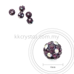 Bling Ball, 6mm, C012 Amethyst + Rainbow DOT, 5pcs:pack