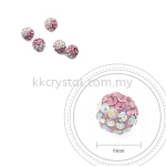 Bling Ball, 6mm, B005 Rose + Rainbow White, 5pcs:pack