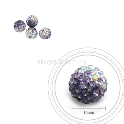 Bling Ball, 10mm, B013, Tanzanite + Light Tanzanite + Rainbow White, 4pcs:pack