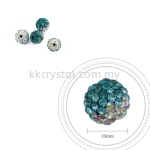 Bling Ball, 10mm, B019, Blue Zircon + Aquamarine + Rainbow White, 4pcs:pack