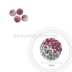 Bling Ball, 10mm, B004, Rose + Light Rose + Rainbow White, 4pcs:pack