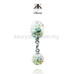 Bling Charm 12mm + 8mm Round Dangle, A101, Rainbow White