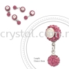 Bling Charm 12mm + 8mm Round Dangle, A005, Rose Bling Charm 12mm + 8mm Round Dangle Charms