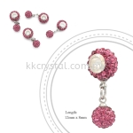 Bling Charm 12mm + 8mm Round Dangle, A005, Rose