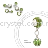 Bling Charm 12mm + 8mm Round Dangle, B026, Olivine + Peridot + Rainbow White Bling Charm 12mm + 8mm Round Dangle Charms