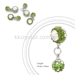 Bling Charm 12mm + 8mm Round Dangle, B026, Olivine + Peridot + Rainbow White