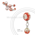 Bling Charm 12mm + 8mm Round Dangle, B007, Hycinth + Light Peach + Rainbow White