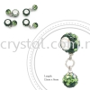 Bling Charm 12mm + 8mm Round Dangle, B025, Emerald + Peridot + Rainbow White Bling Charm 12mm + 8mm Round Dangle Charms